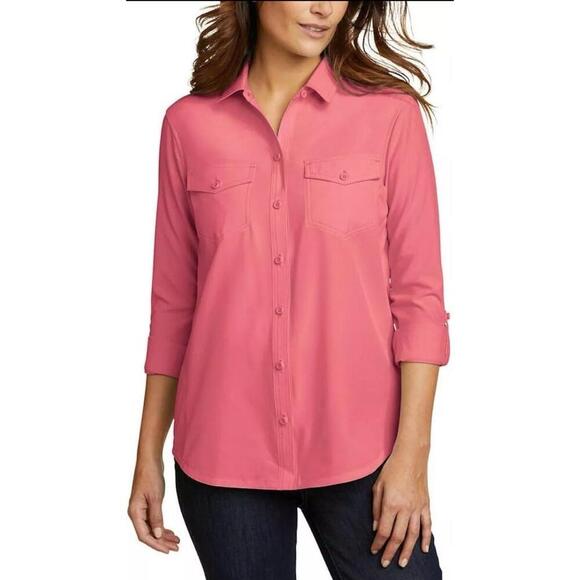 Eddie Bauer Tops - Eddie Bauer Women's Stretch Moisture Wicking Long Sleeve Shirt, Red, 2XL AF